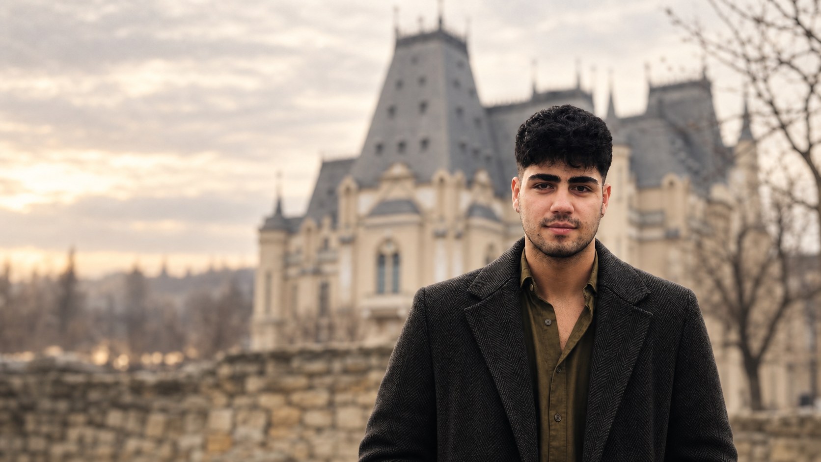 Samir Seddiqi standing in front of historic architecture